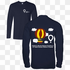 Dark Blue Long Sleeve Shirt Featuring Red And Yellow - Children's Hospital Shirts, HD Png Download - children's miracle network logo png