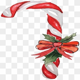 Hand Painted Watercolor Christmas Crutches Transparent - Candy Cane, HD Png Download - crutches png