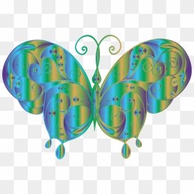 Flourish Butterfly Silhouette Prismatic - Illustration, HD Png Download - wind swirls png