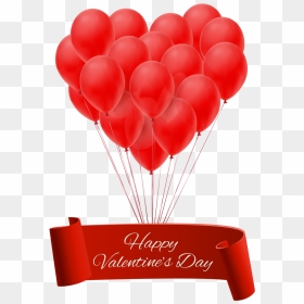 Heart Valentine"s With Balloon Balloons Banner Day - Happy Valentine's Day Images Png, Transparent Png - heart banner png