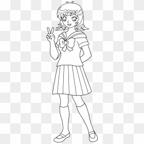 Student School Uniform Clipart Black And White - High School Girl With Uniform Clipart, HD Png Download - school girl png