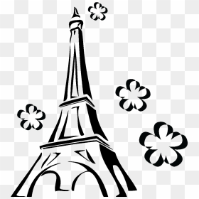 Tour Eiffel Entouree De Fleurs Ambiance Sticker Sb - Eiffel Tower Doodle Png, Transparent Png - eiffel tower vector png