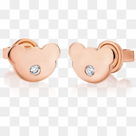 14k Pink Gold Bear Diamond Earrings - Earrings, HD Png Download - diamond earrings png