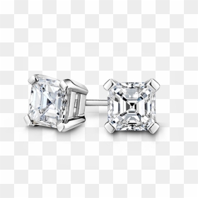 Square Emerald Cut Diamond Stud Earrings - Emerald Cut Diamond Stud Earrings, HD Png Download - diamond earrings png