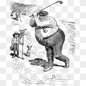 Fat Man Golfs - Drawing, HD Png Download - golf swing png