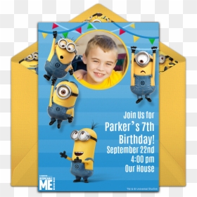 Minion Birthday Invitation Card Template, HD Png Download - minions party png