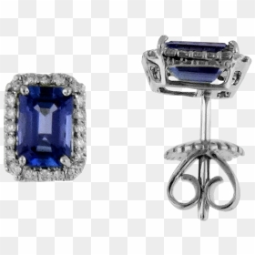 Tanzanite And Diamond Earrings Set In 14k White Gold - Earrings, HD Png Download - diamond earrings png