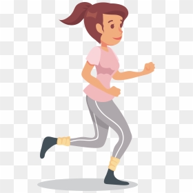 Running Cartoon Illustration - Running Woman Cartoon Png, Transparent Png - woman running png