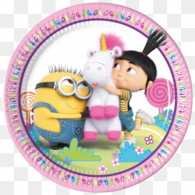 Despicable Me Fluffy Plates 8pk - Animated Happy Birthday Niece, HD Png Download - minions party png