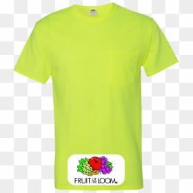 Fruit Of The Loom Custom Safety Green Pocket T Shirts - Fruit Of The Loom Neon Green, HD Png Download - shirt pocket png