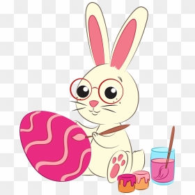 Easter Rabbits Painting Eggs Clipart - Cartoon, HD Png Download - rabbits png