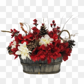 Rustic Pumpkins Poinsettias Christmas Bouquet Back - Bouquet, HD Png Download - rustic flowers png