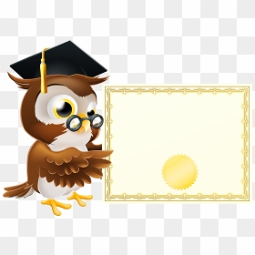 Transparent Owl Clipart - Clip Art Owl School, HD Png Download - graduation cap and diploma png
