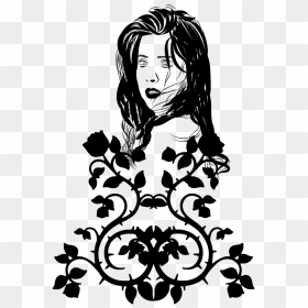 Black Rose With Thorns Girl, HD Png Download - gothic rose png