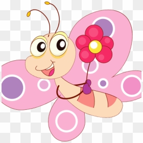 Cute Butterfly Clipart Cute Butterfly Clipart Letters - Cute Cartoon Butterfly With Flower, HD Png Download - cute butterfly png