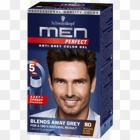 Men Perfect Com Anti Grey Color Gel 80 Natural Black - Schwarzkopf Men's Hair Products, HD Png Download - grey hair png