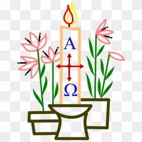 Easter Candle And Flowers Clipart - Clip Art Paschal Candle, HD Png Download - easter flowers png