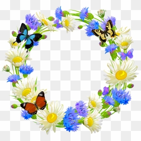 Flower Wreath Butterflies Daisy Free Photo - Daisy Png Wreath, Transparent Png - easter flowers png
