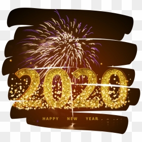 #happynewyear #2020 #glitter #gold #fireworks #night - Fireworks, HD Png Download - gold firework png
