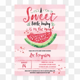 Watermelon Baby Shower Invitation By Littlesizzle"  - Watermelon Baby Shower Girl, HD Png Download - watermelon emoji png