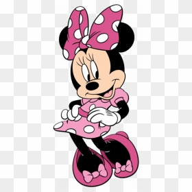 Dancing Minnie Mouse Pink Heart Background Clipart - Minnie Mouse With Pink Dress, HD Png Download - pink minnie mouse png