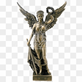 Bronze Nike With Sword And Wreath In Hands - Nike Greek God Statue, HD Png Download - greek wreath png