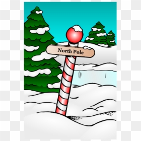 Christmas North Pole Cartoon, HD Png Download - sign pole png