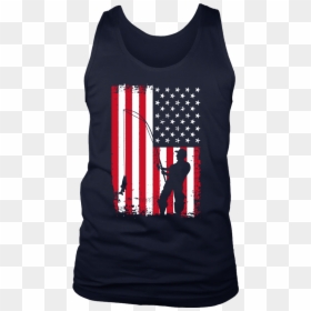 Fishing Men American Flag T Shirt, HD Png Download - american flag pin png