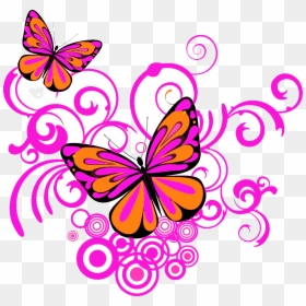 Pink Butterfly Border Png, Transparent Png - butterfly border png