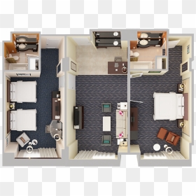 3d Floor Plan Hilton Orlando, HD Png Download - bed top view png