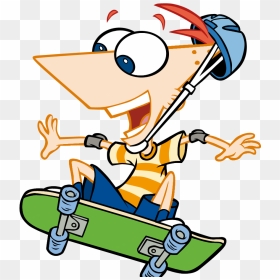 Phineas Y Ferb - Phineas And Ferb On A Skateboard, HD Png Download - phineas and ferb png