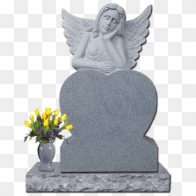 Dreaming Angel Heart Gray - Headstone, HD Png Download - male angel png