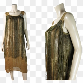 1920"s All Lamé Flapper Dress With 31 Inches Of Braided - Pattern, HD Png Download - flapper png