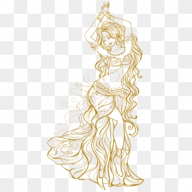 Transparent Belly Dance Clipart - Drawing Of Bally Dance, HD Png Download - belly dancer png