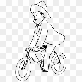 Man On A Bike Line Drawing - Line Art, HD Png Download - bicycle wheel png