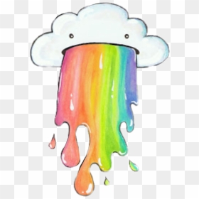 Transparent Tumblr Rainbow Png - Cloud With Rainbow Drawing, Png Download - cloud png tumblr
