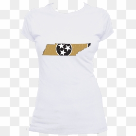 Tennessee Flag State Outline Gold Womens Short Sleeve - Emblem, HD Png Download - tennessee outline png
