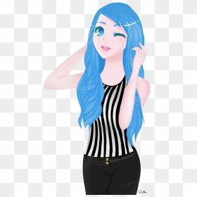 Blue Haired Anime Girl - Blue Girl Animae Transparent Background, HD Png Download - anime girl eyes png