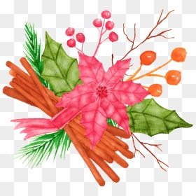 Hand Painted Red Maple Leaf And Wild Fruit Png Transparent - Illustration, Png Download - red maple png