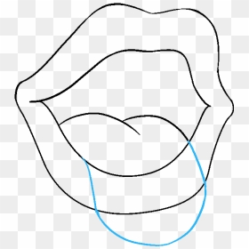 How To Draw Mouth And Tongue - Easy Drawing Of A Mouth, HD Png Download - lips outline png