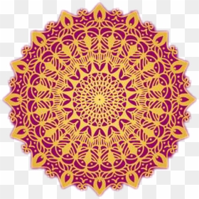 Sticker Purple Gold Lace Design Sun Flower Mandala - Lotus Flower Colored Pencil Colorful Easy Mandala, HD Png Download - gold lace border png