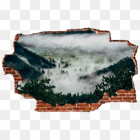 Zapwalls Decals Foggy Forest Hills Breaking Wall Nature - Fog Mountain, HD Png Download - foggy png