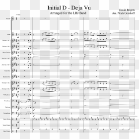 Deja Vu For Marching Band Sheet Music For Flute, Clarinet, - Initial D Sheet Music Clarinet Songs, HD Png Download - initial d png