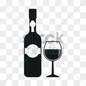 Wine Bottle And Cup Silhouette Vector Graphic - Wine Glass Bottle Silhouette, HD Png Download - wine bottle silhouette png