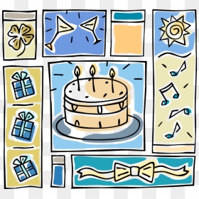 Vector Illustration Of Party Celebration With Birthday, HD Png Download - cake vector png