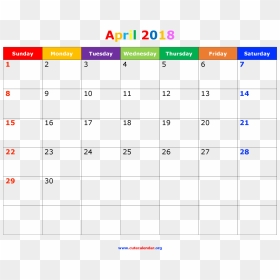 Calendar Template Png - Holiday Usa April 2018 Calendar With Holidays, Transparent Png - blank calendar png