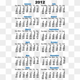 Calendar 2012, HD Png Download - blank calendar png