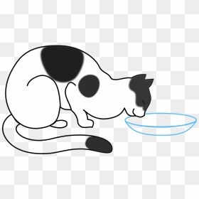 Cat Meows A Lot - Cat Drinking Milk Vector, HD Png Download - meow png