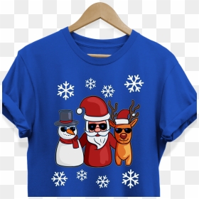 Snowman Santa Reindeer Tee Shirt For Men Women Boys - Hawkins Middle School Av Club T Shirt, HD Png Download - santa reindeer png