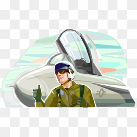 Vector Illustration Of Air Force Pilot With Fighter - Air Force Pilot Vector, HD Png Download - thumbs up vector png